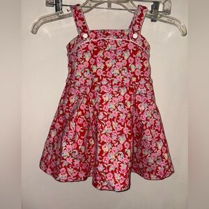 Janie and Jack Dress Red with Pink floral size 2T Cotton Blend